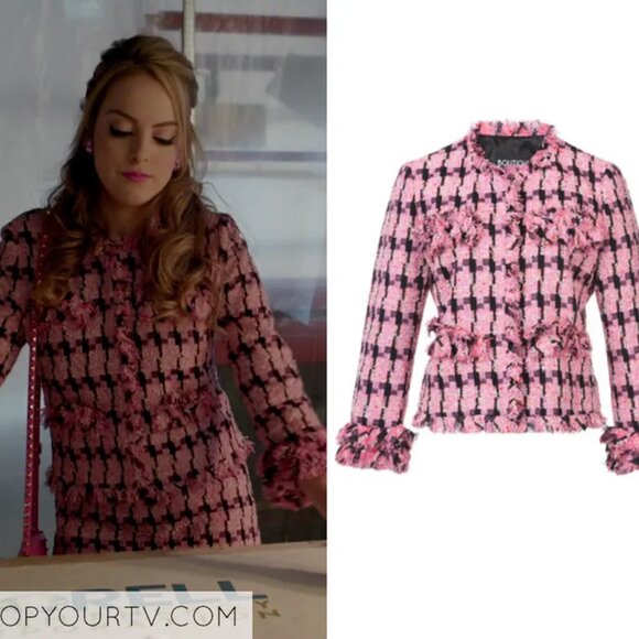 Moschino HOUNDTOOTH TWEED JACKET PINK 4 Dynasty Private Circus Fallon Carrington - Picture 3 of 13